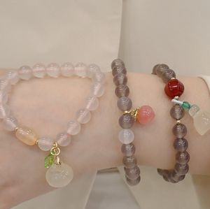 Graues Kristallarmband im Ethno-Stil, Modetrend, auffälliges Accessoire, Kürbis-Lotus-Samen-Anhänger, Handschmuck - Product Image 1