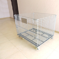Cage de stockage en treillis métallique pour entrepôt industriel, conteneur métallique en acier pour le transport en vrac, conception pliable avec roues, palette de stockage en vrac pour atelier