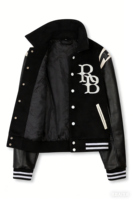 Veste de baseball réversible RAD BLACK KIDS en laine/polyester coupe-vent, motif géométrique en relief, style hip-hop, vente en gros