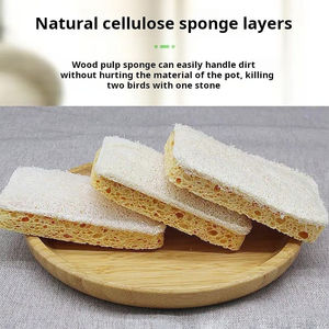 <b>Wood</b> pulp cotton loofah cloth dishwashing cloth for kitchen cleaning loofah <b>slices</b> - Product Image 3