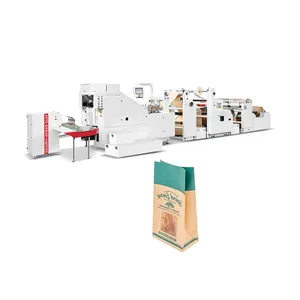 Máquina para hacer bolsas de papel con alimentación de rollo con impresión para hacer bolsas de harina de papel, máquina para hacer bolsas de papel con ventana de plástico