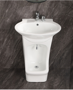 Lavabo Ovalado de Cerámica 2 en 1 para Lavado de Pies (Wudu), <span class=keywords><strong>con</strong></span> <span class=keywords><strong>Pedestal</strong></span>, para Baño de Hotel y Uso Doméstico - Product Image 4