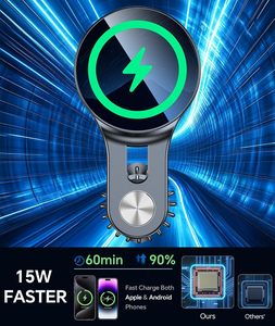 <span class=keywords><strong>Cargador</strong></span> Inalámbrico Magnético para Auto de 15W con Brazo Largo, Imán Fuerte para Rejilla de Ventilación, Fácil de Colocar con una Mano, Compatible Universalmente con Todos los Teléfonos Inteligentes - Product Image 3
