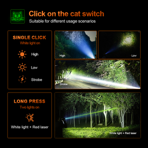 WOSEN Ultra brillante High Lumens Rotating Zoom Linterna recargable Verde Blanco LED Antorcha Luz Linterna táctica - Product Image 4