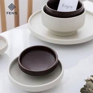 韩式哑光上釉高脚设计瓷碟盘装饰餐具开胃盘陶瓷酱碟