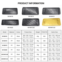 Barquette en plastique noir anti-fuite rectangulaire en PP/PET pour l'emballage alimentaire et la présentation du saumon et des fruits de mer