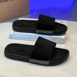 New 2025 Fashion Fluff Slippers Light Weight Korean Style Custom Logo Solid Arch <b>Support</b> Open <b>Toe</b> Big Size 12 Men Boy - Product Image 3