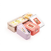 Boîte rectangulaire en fer blanc avec boucle, couleur unie, pour emballage de gâteau d'ananas, qualité alimentaire, boîte de rangement en fer violet