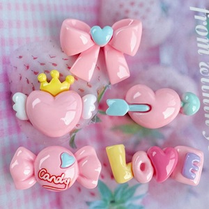 Accesorios de Resina con Forma de Corazón Rosa y Lazo de Flecha, Horquillas para el Cabello, Decoraciones Lindas - Product Image 3