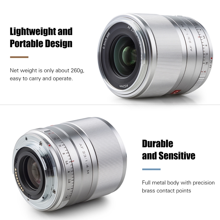 VILTROX AF23/F1.4M Auto Focus Camera Lens APS-C F1.4 Large Aperture 23mm Focal Length M-Mount for Canon EOS M3/M5/M6/M6