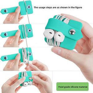 Silicone Cable Organizer Earphone Winder Cord Manager Earbuds Holder <b>Wrap</b> for Data Cable Wire Management Wholesale Custom Logo - Product Image 2