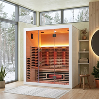 Cabine de sauna infrarouge lointain à spectre complet de luxe, style nordique, pour 4 personnes, en bois, pour bien-être et spa à domicile
