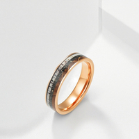 Gentdes Jewelry Bague de mariage plaqué or rose Bague météorite écrasée Chip Whisky Barrel Wood Deer Horn Antler Tungstène Femme Homme