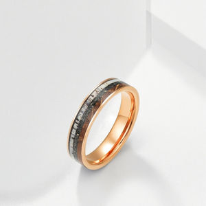 Gentdesジュエリーローズゴールドメッキ結婚指輪砕いた隕石チップウイスキー木鹿ホーンアントラータングステンリング女性男性 - Product Image 4