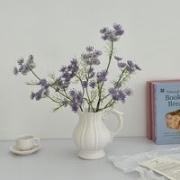 Fleurs artificielles de luxe faites à la main en soie douce à 5 branches, style dentelle de la Reine Anne, branche de fleur en fausse dentelle exquise pour table de maison moderne