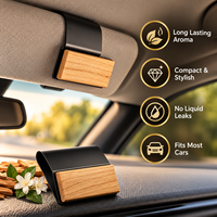Support de pare-soleil de voiture amélioré en acier inoxydable moderne personnalisable avec clips, crochet et feuille parfumée longue durée en tôle