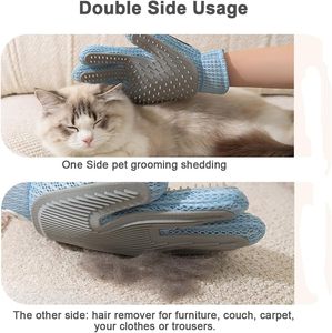 2 in 1 animali domestici toelettatura peli di pelliccia rimuovere la spazzola in <span class=keywords><strong>Silicone</strong></span> rimozione guanti da massaggio doppio lato con Design carino - Product Image 3