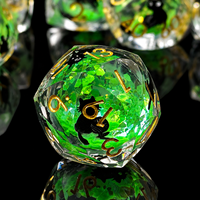 Ensemble de 7 dés de D&D en résine facettée, faits à la main, écologiques, bleu radiant, à cœur liquide scintillant, à bords vifs, polyédriques, pour jeux de table