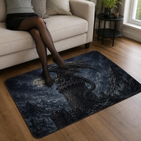 Tapis de sol en velours imitation forme de château, de tour et de lune, thème Halloween Dragon, pour salon