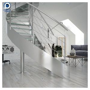 <span class=keywords><strong>Escalier</strong></span> en métal incurvé de conception moderne Prima, <span class=keywords><strong>escalier</strong></span> en <span class=keywords><strong>bois</strong></span> incurvé durable, marche en verre trempé, garde-corps en tige incurvée, <span class=keywords><strong>escalier</strong></span> incurvé - Product Image 5