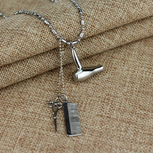 Moda saç kesme aletleri kolye saç berber kolye tarak ve makas kolye kolye erkekler kadınlar için - Product Image 3