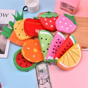 Custom Logo Cute Watermelon Fruit Credit Card Creative Plush Coin Purse Children <b>Mini</b> Earphone Small Keychain <b>Lipstick</b> China - Product Image 2