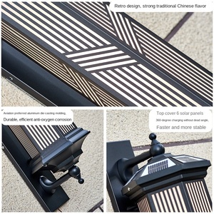 Applique murale LED d'extérieur vintage moderne Luminaire de jardin à énergie solaire Lumière de balcon noire Luminaire externe de Chine Applique murale noire - Product Image 4