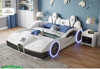 Tempat Tidur Anak Modern Berlapis Kulit Mobil Tersedia dalam Berbagai Warna Ukuran King Size Queen Size untuk Perabot Kamar Tidur Anak