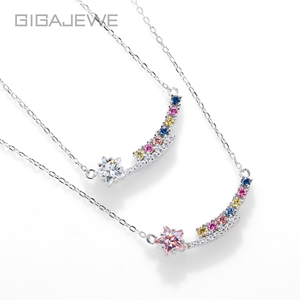 Collar GIGAJEWE <span class=keywords><strong>de</strong></span> Plata <span class=keywords><strong>de</strong></span> Ley 925 con Moissanita Blanca y Rosa <span class=keywords><strong>de</strong></span> 1.3ct, Corte Estrella Celestial, Joyería <span class=keywords><strong>de</strong></span> Estrella Fugaz Arcoíris - Product Image 1