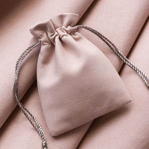 Pochette à cordon en microfibre de luxe personnalisée Fuchen pour bijoux, avec logo, légère, personnalisable et dimensions 13x8cm - Product Image 2