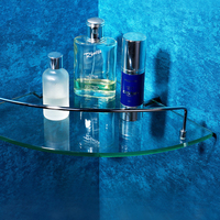 Étagère de douche triangulaire murale en acier inoxydable et verre, moderne, à un seul niveau, pour une utilisation en appartement, durable