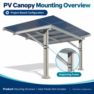 Structure de carport solaire fixe au sol en aluminium haute résistance ou acier au carbone, sur mesure OEM, auvent de stationnement pare-soleil - Product Image 4