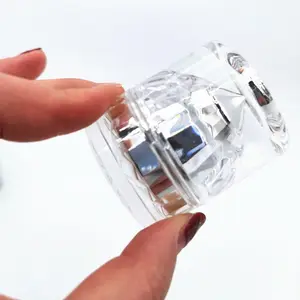 customize 5g silber diamond acrylic cosmetic face cream jar suppliers with Transparent flower plastic caps Diamond Shape Cream