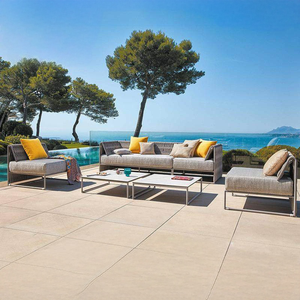 Conjunto de Sofás Modulares para Exteriores, Muebles de Patio Tejidos con Cuerda de Aluminio Resistentes a la Intemperie, Cómodo Conjunto de Sillones para Jardín con Cojines - Product Image 3