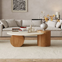 Table basse en marbre avec base en bois massif durable, design nordique moderne, pour la maison, le salon, l'appartement