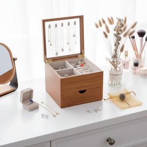 New Design Standing Type Rectangle Wooden <b>Organizer</b> Luxury <b>Jewelry</b> Gift Box - Product Image 2