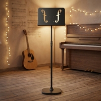 Pupitre de musique en métal robuste, réglable en hauteur, base stable, motif notes de musique, pour guitare et piano, fabrication OEM
