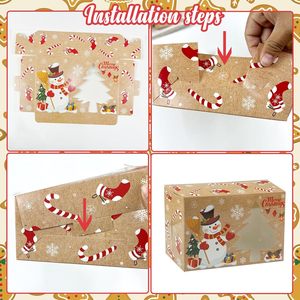 Paquete de 12 Cajas de Papel Kraft Transparentes con Diseño de Muñeco de Nieve, Hombre de Jengibre, para Regalos, Dulces y Fiestas Navideñas - Product Image 3