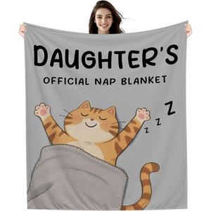 Gray Cat <b>Sleeping</b> Cartoon Nap Flannel <b>Blanket</b> Throw <b>Blanket</b> Nap <b>Blanket</b> Wholesale Machine Washable Fade Resistant - Product Image 4