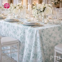 Nappe ronde HuaLai en tissu blanc et vert sauge à imprimé floral vintage pour mariage, restaurant, fête, banquet, résistante aux plis