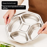 Assiette divisée en acier inoxydable à 5 compartiments, plateau de préparation et de service pour la cuisine, gingembre, ail, oignon vert, condiments