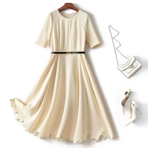 Robe longue plissée en jean tissé écologique coupe trapèze décontractée vintage pour femme, taille naturelle, tailles 2XL <span class=keywords><strong>3XL</strong></span> 4XL, pour les marchés européen et américain - Product Image 4