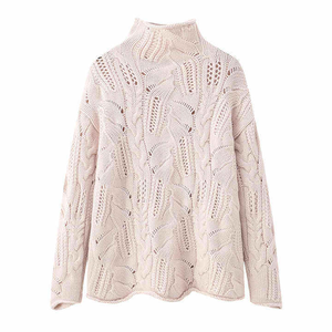 GUOOU personalizado Cable flor tejido silueta Oversize Plus Cachemira Jumper suéter mujeres - Product Image 2