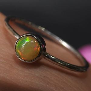 Ethiopian <b>Opal</b> 925 Sterling <b>Silver</b> Bezel Setting <b>Ring</b> for Women Handmade Engagement Gift for Her Bridal Wedding Anniversary - Product Image 1