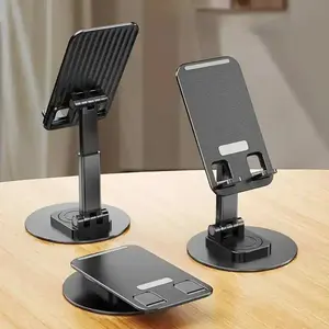 Desain baru penyangga ponsel Desktop portabel, dudukan penyangga dapat dilipat dapat disesuaikan, dudukan ponsel aluminium Aloi logam 360