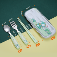 Dessin animé populaire enfants baguettes cuillère fourchette ensemble Cubiertos Kawaii enfants ensemble de couverts pour enfants avec étui