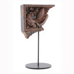 Support en bois sculpté vintage avec motif d'oiseau sur pied en fer, décoration de table pour buffet, console, table basse, salon, chambre, salle à manger - Product Image 1