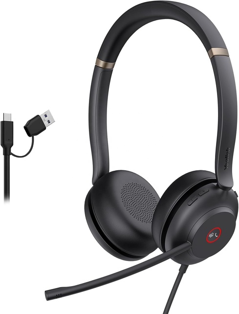 USB Wired Mono Headset,UH37 DUAL/MONO Computer Headset with Noise Cancelling Microphone,USB-A/C Call Center Headset for Yea-link