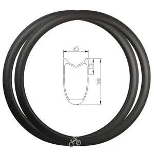 Il la cosa migliore cerchi economici delle ruote della bici della strada profondità 38mm * 25mm larghezza 16-32H 700c cerchio tubolare in carbonio Set ruote in carbonio vendite della fabbrica