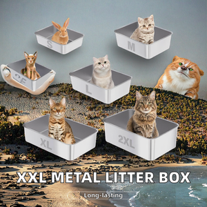 Extra große XXL-Katzen toilette aus Edelstahl mit Geruchs kontrolle 65L Kapazität Deep Wurf für Big Cats High Sides Antihaft-Oberfläche - Product Image 3